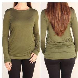 3/$20 Long Sleeve Round Neck Army Green 3x